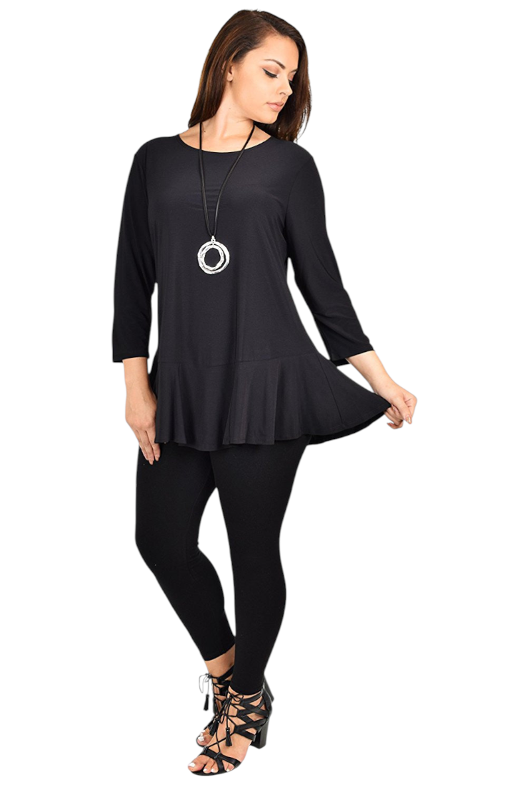 Plus Size Flare Hem Babydoll Summer Swing Tunic Blouse Top
