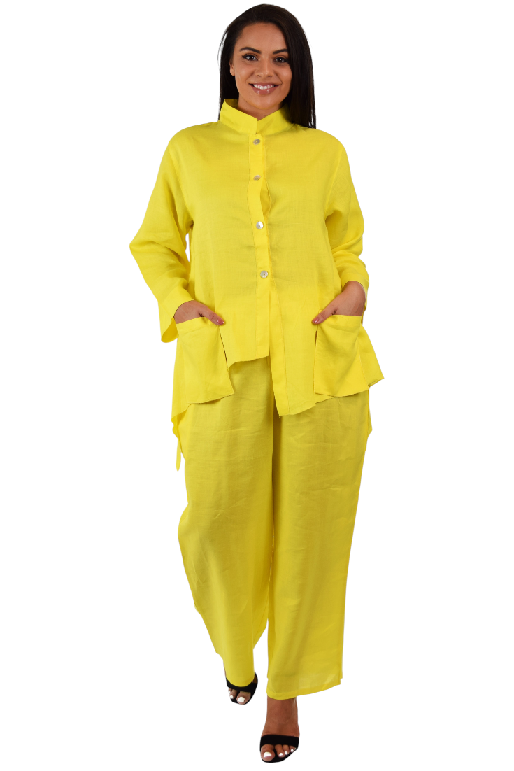 Women's Comfy 2 Piece Linen Summer Pants and Top Set, Linen Cooling Summer Outfit, Cooling Travel Set for Warm Weather, Reg and Plus Sizes