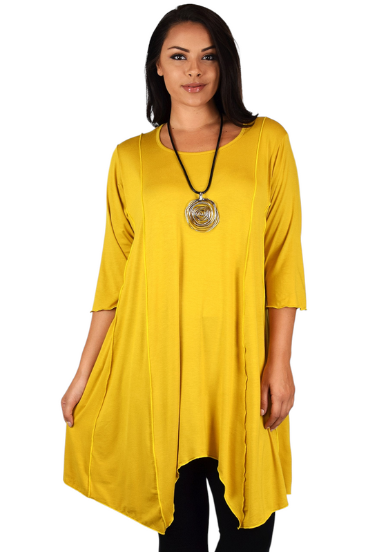 Plus Size Asymmetrical Fishtail Tunic Top w/Side Pockets