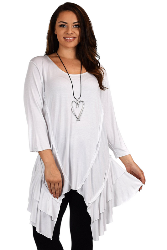 Plus Size Slimming Layered Flared Swing Tunic Dress Top