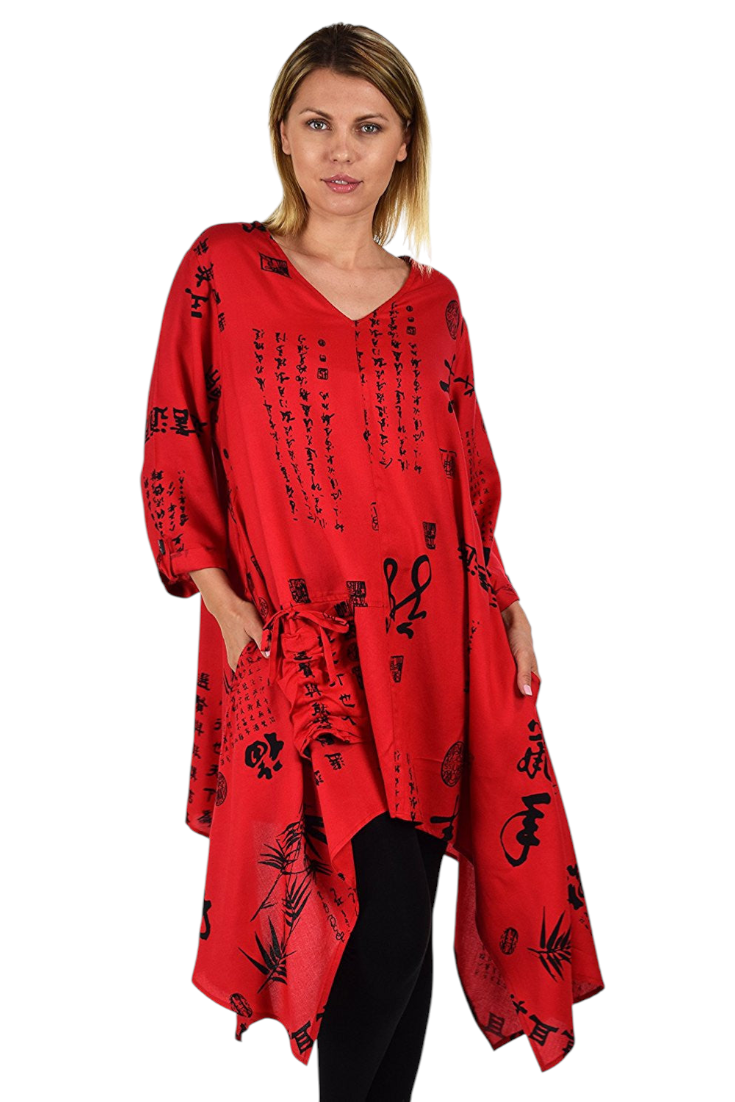 Asymmetrical Swing Tunic, Japanese print Tunic Dress, Women Tunic, Asymmetrical tunic in Plus Sizes