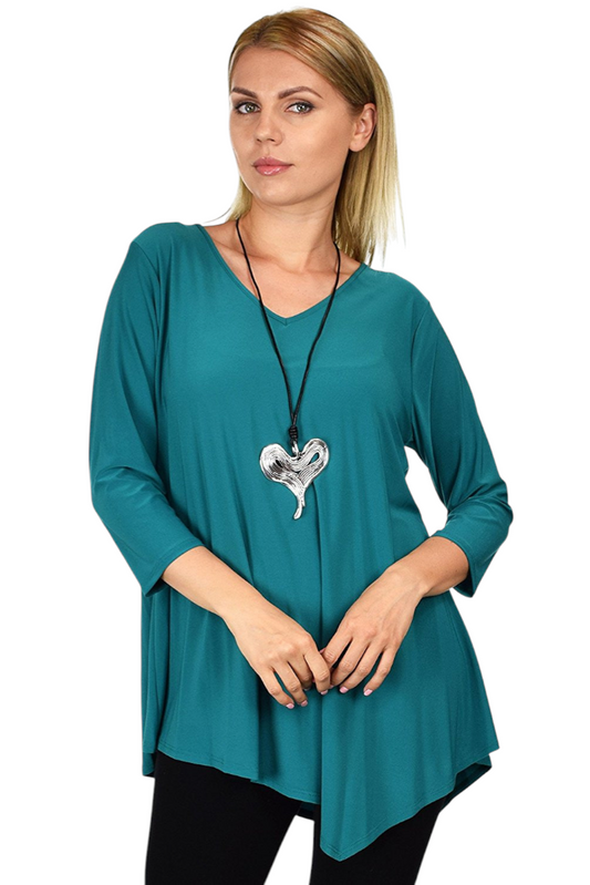 Asymmetrical Peek a Boo Tunic Blouse Top |Reg & Plus Sizes