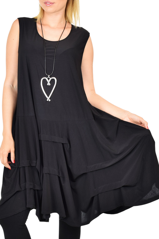 Plus Size Puckered Sleeveless Tunic Dress | Swing Dress | Swing Top