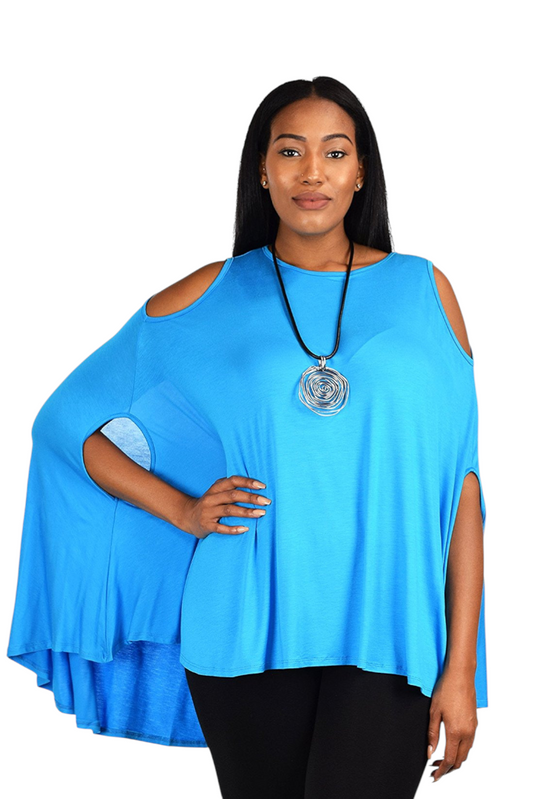 Plus Size Summer Batwing Cold Shoulder Tunic Blouse Top