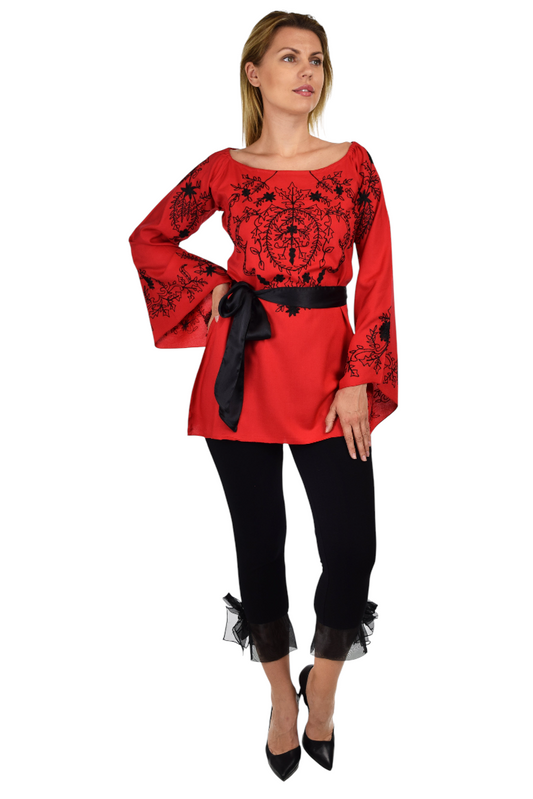 Aristocratic Embroidered Tunic, Off shoulder Tunic, Embroidered Blouse, Peasant blouse, Boho Top, Hip Hop Tunic.