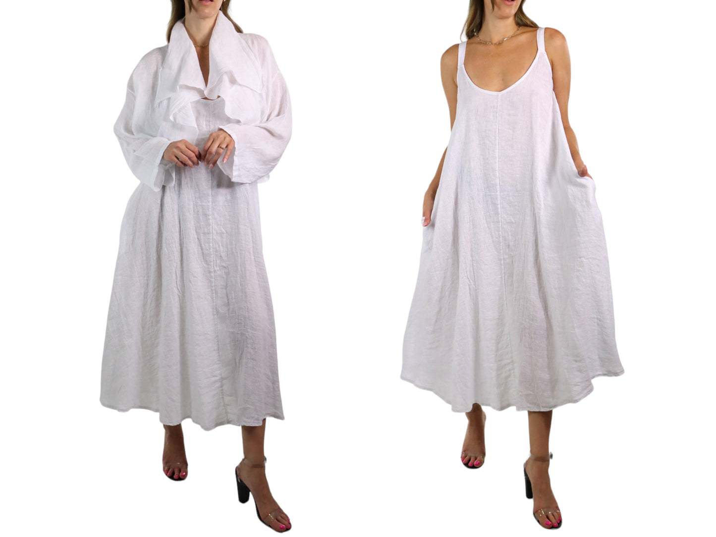 2 Piece Linen High Fashion Shrug and Sleeveless Dress Set | One Size (Fits S-L)