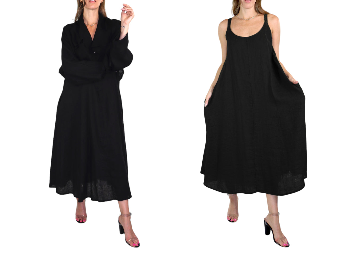 2 Piece Linen High Fashion Shrug and Sleeveless Dress Set | One Size (Fits S-L)