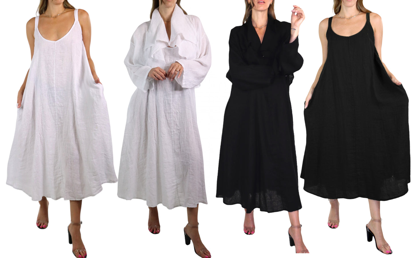 2 Piece Linen High Fashion Shrug and Sleeveless Dress Set | One Size (Fits S-L)