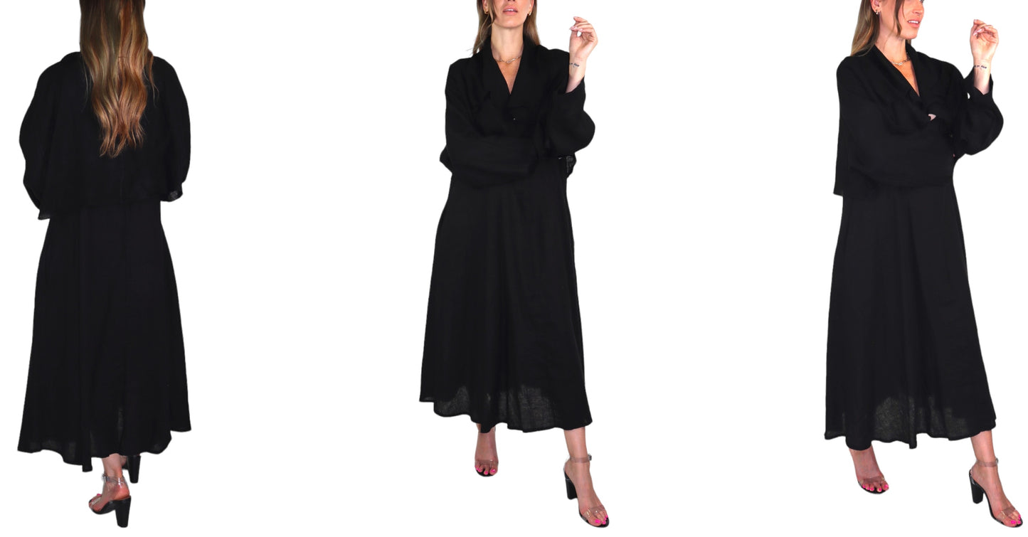 2 Piece Linen High Fashion Shrug and Sleeveless Dress Set | One Size (Fits S-L)