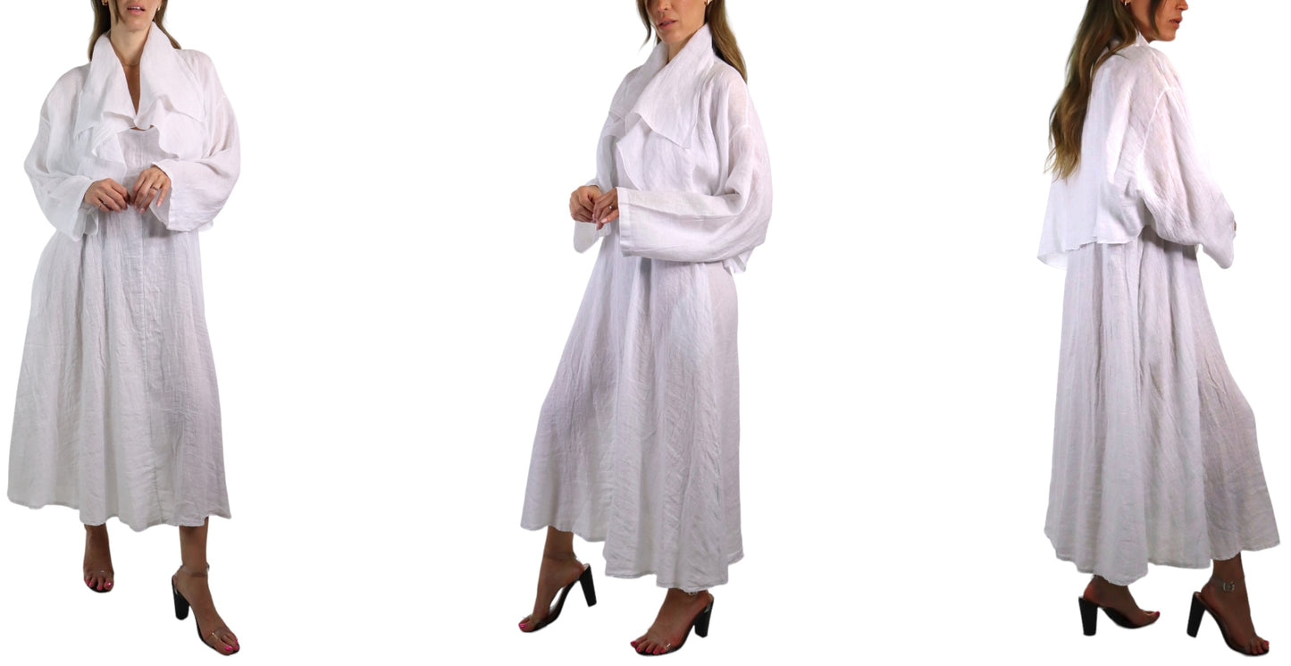 2 Piece Linen High Fashion Shrug and Sleeveless Dress Set | One Size (Fits S-L)