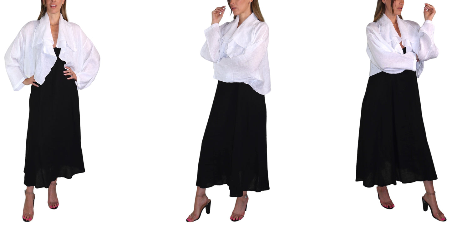 2 Piece Linen High Fashion Shrug and Sleeveless Dress Set | One Size (Fits S-L)