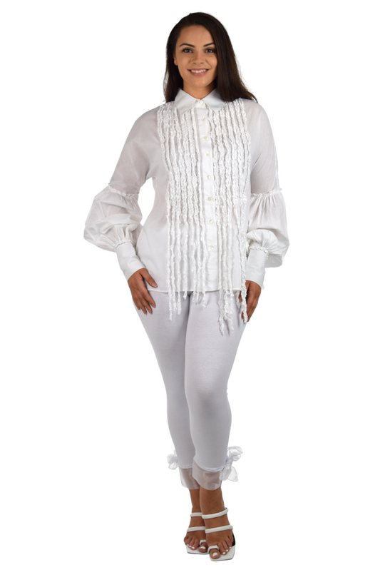 Organic Cotton Frill shirt, White Cotton Women Blouse, Plus size Blouse, Designer Cotton Blouse,  High end  White Cotton Blouse, Women Cotton blouse