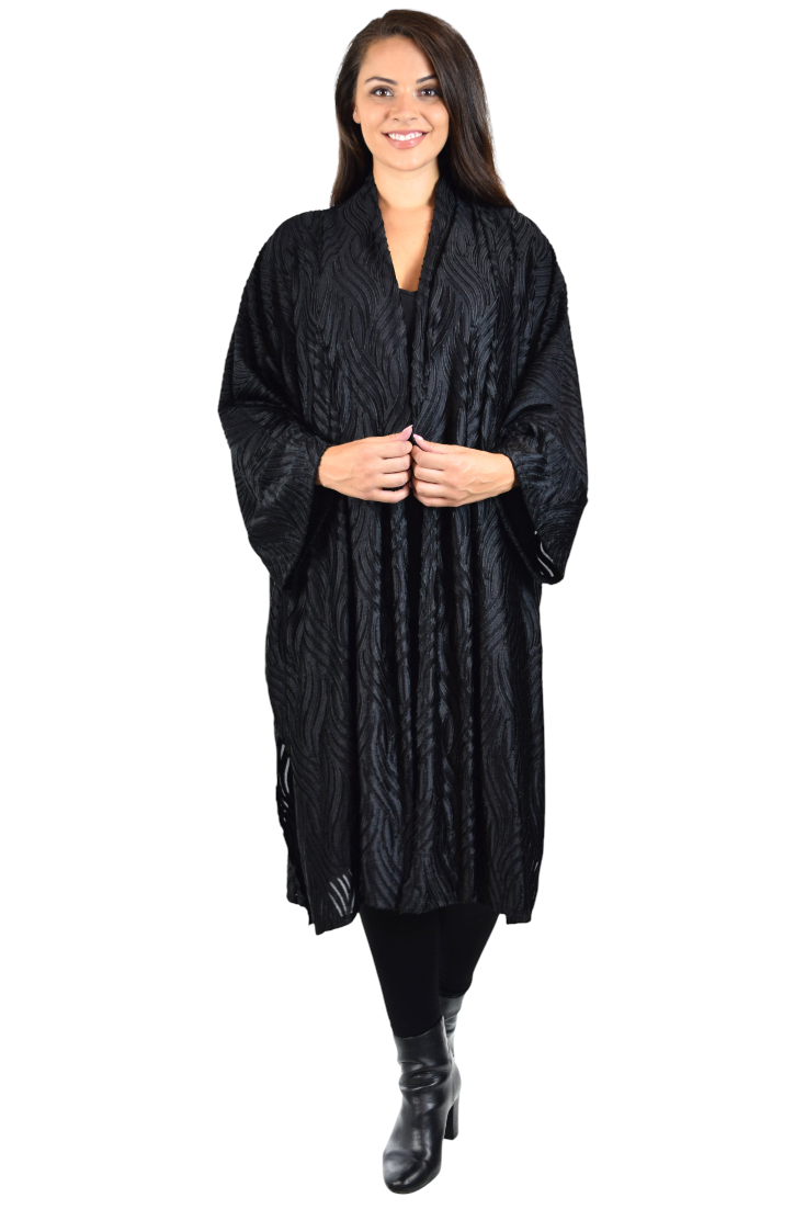 Dare2bStylish Women Plus Size Loose Fitting Poly Silk Designer Cover Up Duster Jacket