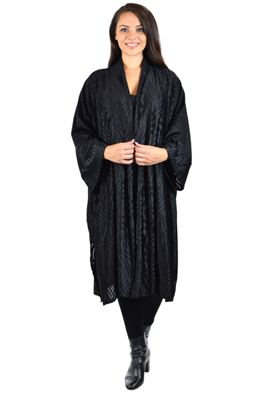 Dare2bStylish Women Plus Size Loose Fitting Poly Silk Designer Cover Up Duster Jacket