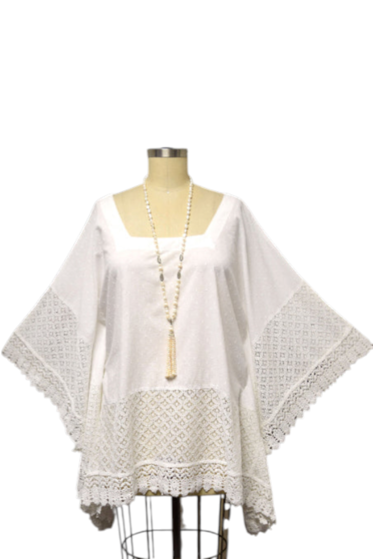 Women white Lace Poncho Caftan , Cotton Lace Caftan, Plus size Lace Caftan, Women Designer Lace kaftan, Plus size Caftan