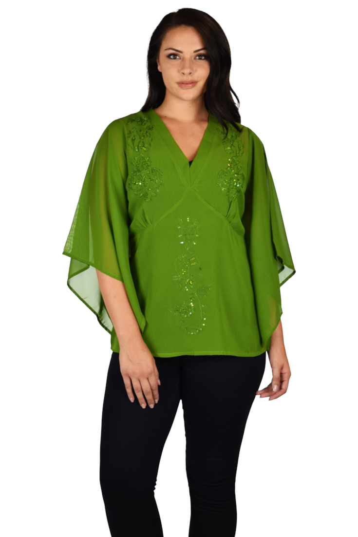 Comfyplus  Georgette Designer Embroidery Sequin Work Plus n Regular Size designer tunic