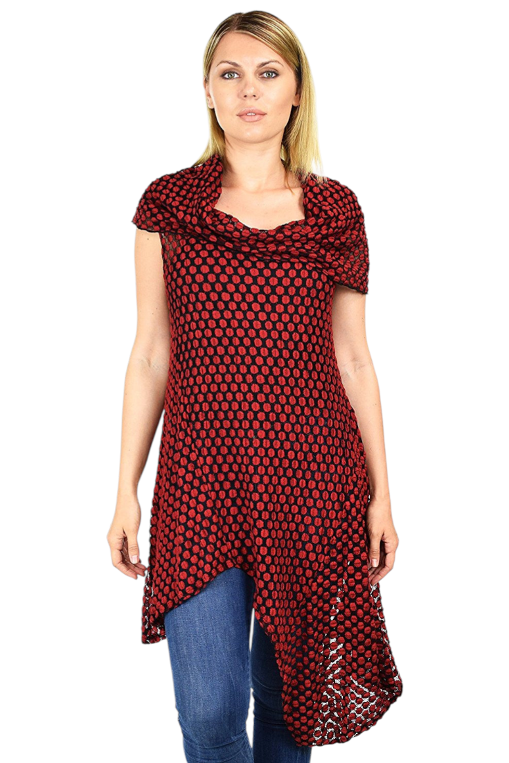 Asymmetrical Cowl Neck Tunic Dress Blouse Top Reg & Plus Sizes