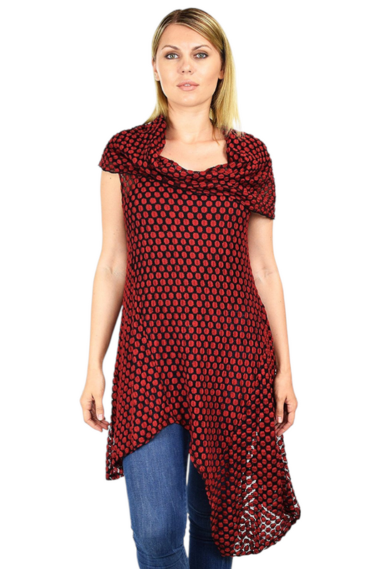 Asymmetrical Cowl Neck Tunic Dress Blouse Top Reg & Plus Sizes