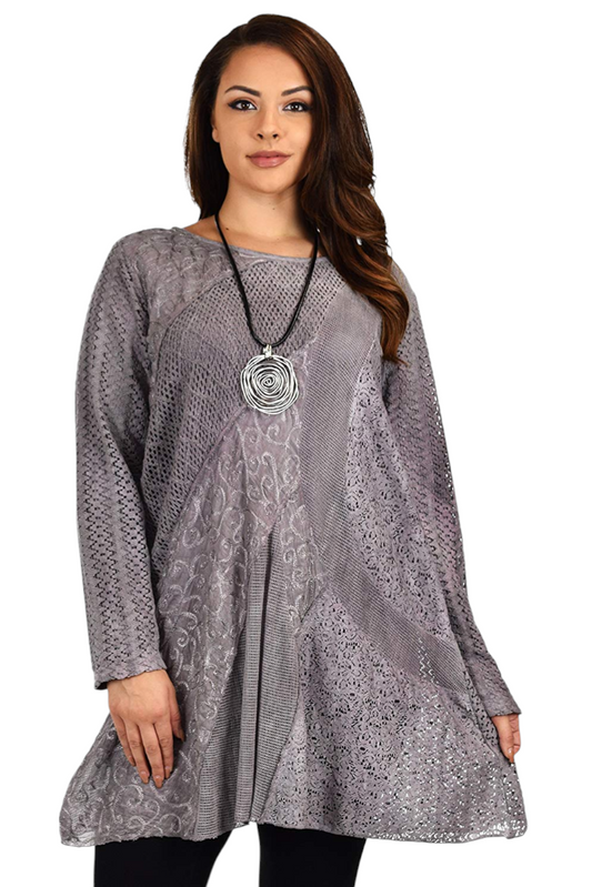 Dare2bStylish Women Plus Size Loose Fitting Lace Embroidered Tunic Blouse Top