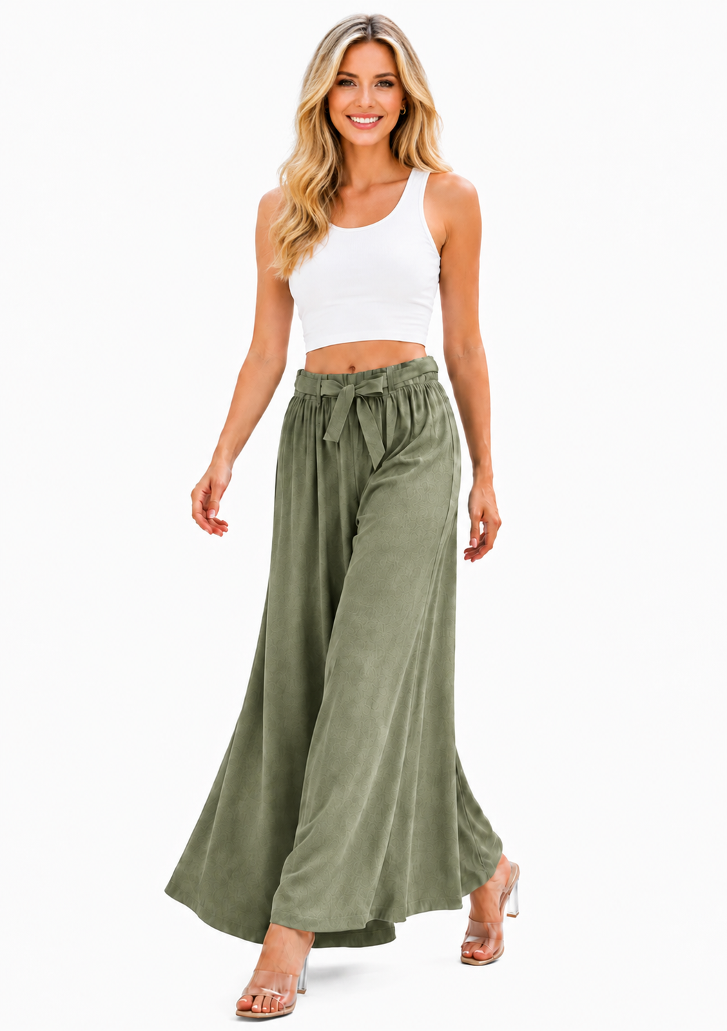 Elegant Extra-Wide Linen-Blend Palazzo Pants with side pockets, women wide leg pants