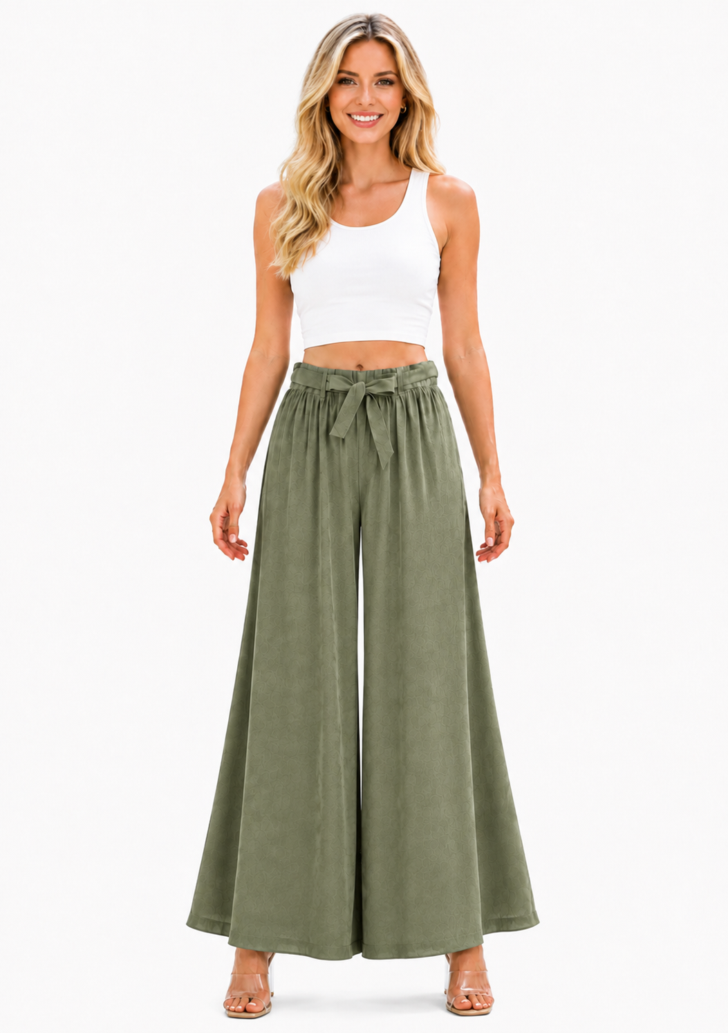 Elegant Extra-Wide Linen-Blend Palazzo Pants with side pockets, women wide leg pants