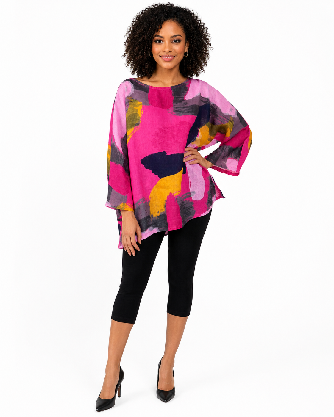 Womens Plus Size Oversized Baggy Artsy Bohemian 100% Linen Tunic Shirt Top | One Size Fits All