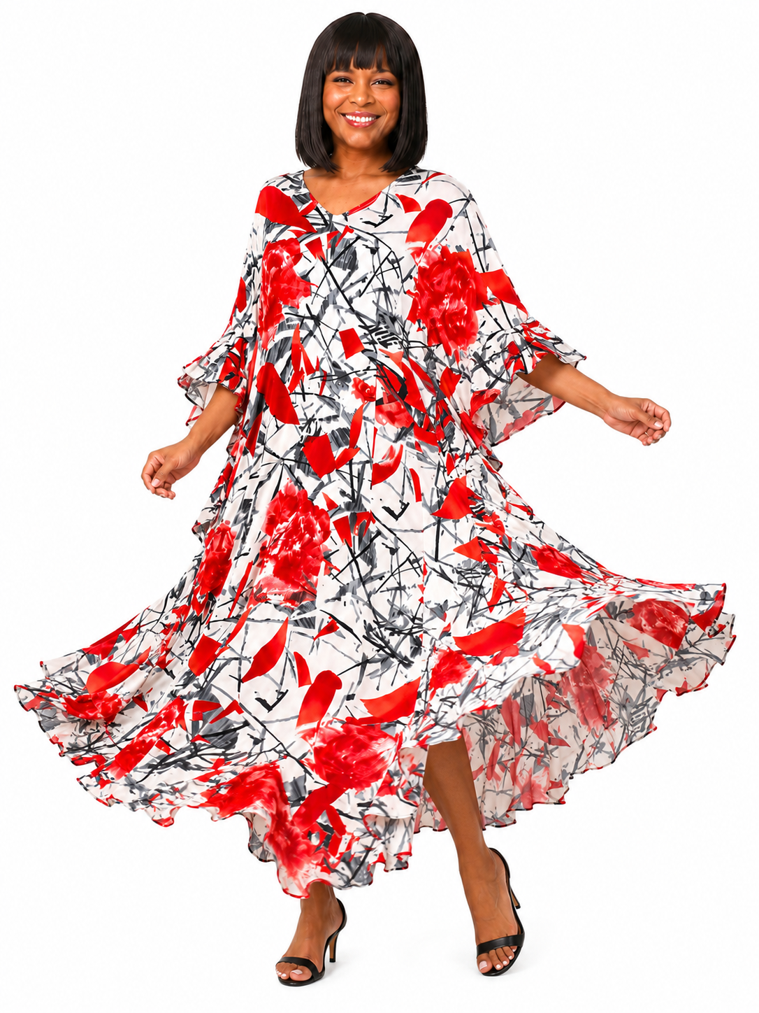 Soft Rayon Printed Long Kaftan Caftan Cover Up Kimono Plus Sizes