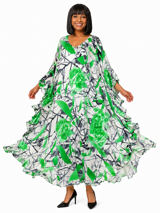 Soft Rayon Printed Long Kaftan Caftan Cover Up Kimono Plus Sizes