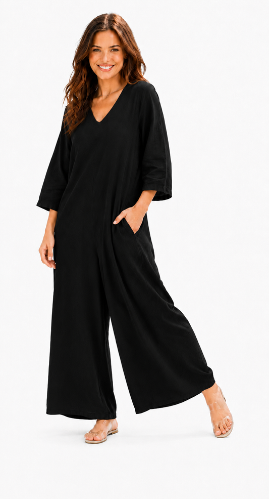 Women's Boho Linen Romper Overall Jumpsuit + Pants Set | One Size Fits All (S-XL)