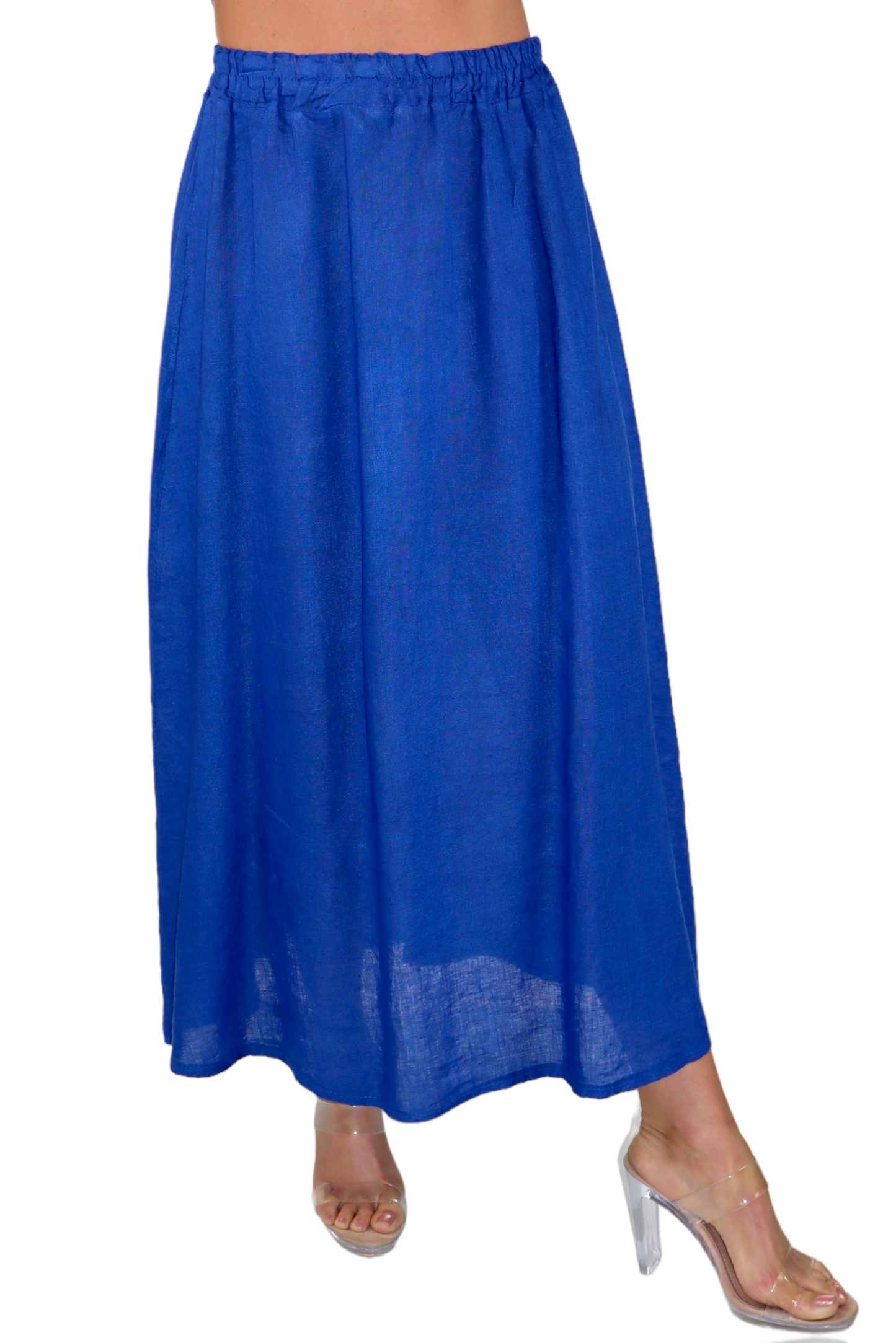 Women 100% Pure Linen Boho Bohemian Flowy Breathable Maxi Skirt