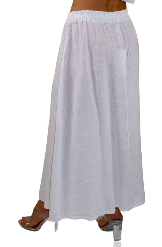 Women 100% Pure Linen Boho Bohemian Flowy Breathable Maxi Skirt
