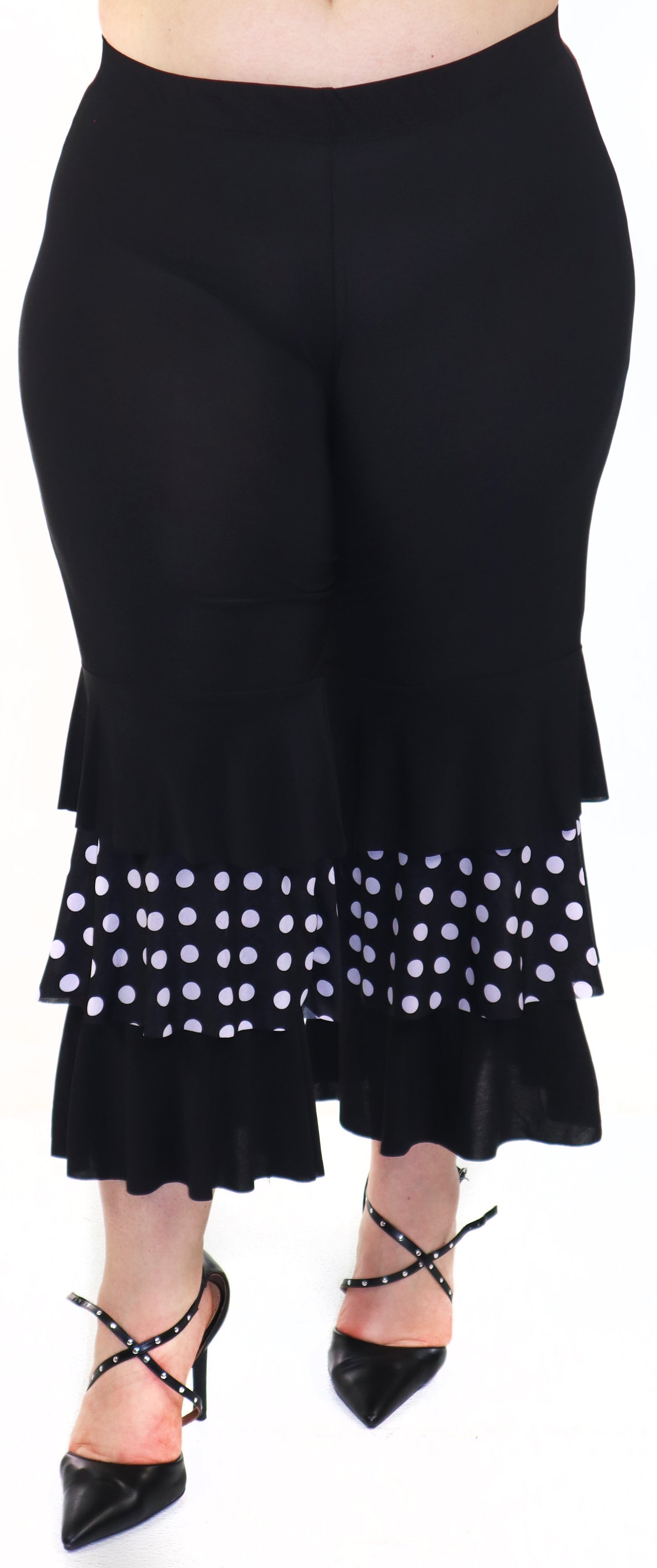Womens 2 Piece Ruffled Polka Dot Top and Pants Set, Regular and Plus Sizes, Handmade in USA