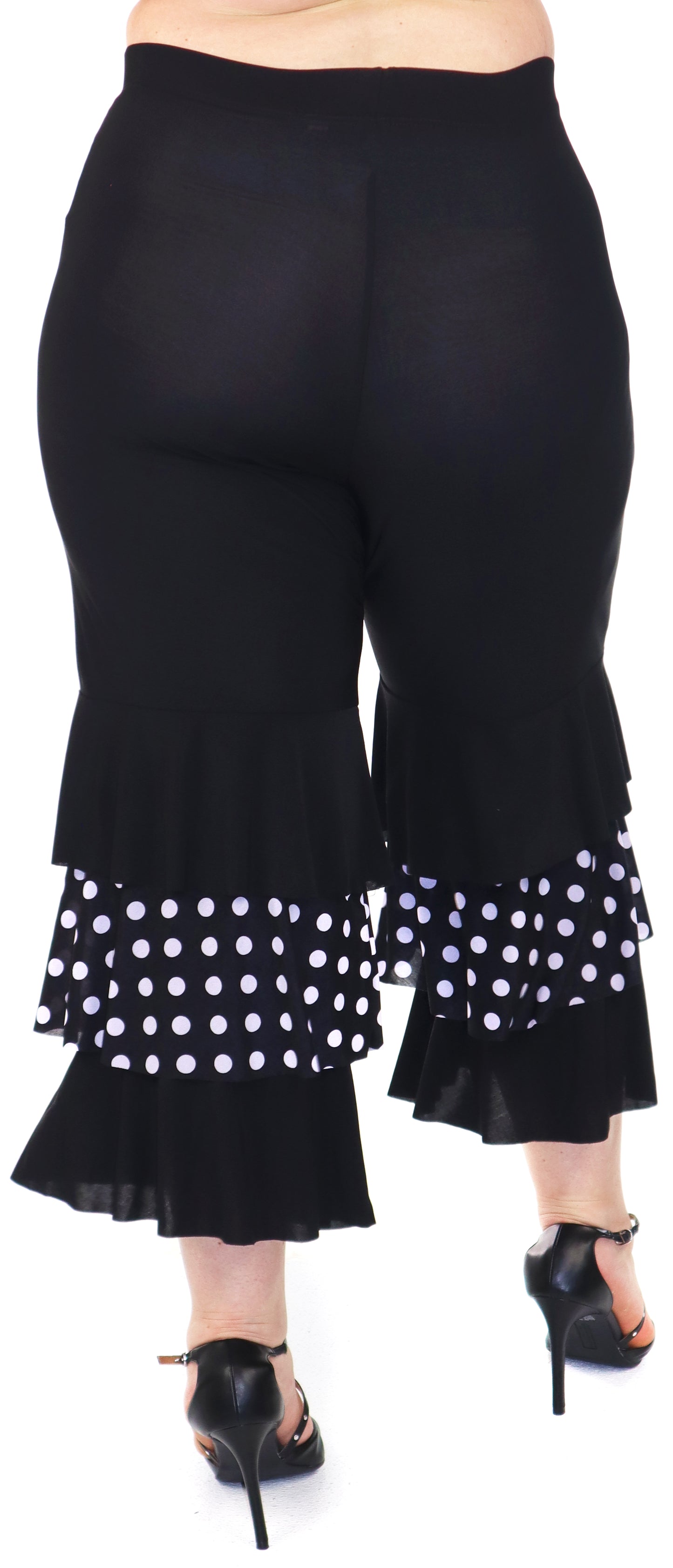 Womens 2 Piece Ruffled Polka Dot Top and Pants Set, Regular and Plus Sizes, Handmade in USA