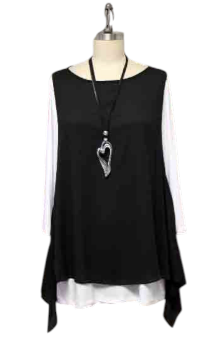 New 2 Tone Artsy Tunic, Black and White Tunic, Plus Size Tunic, M to 3XL