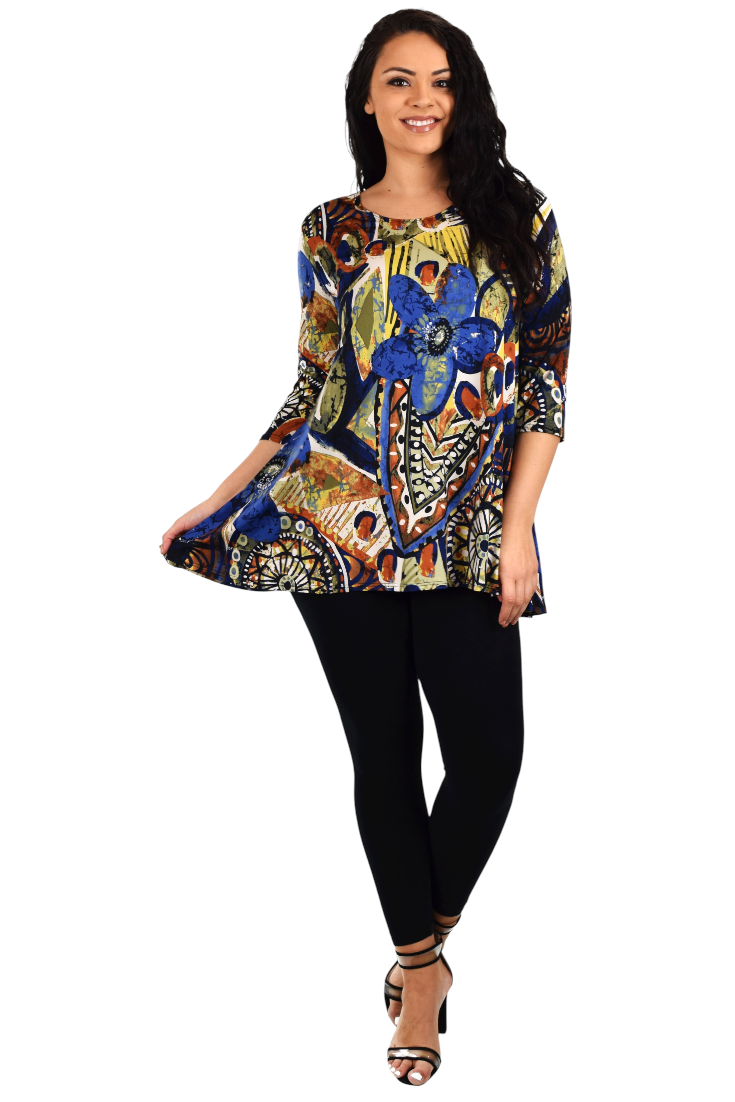 Dare2bstylish Simple and elegant Babydoll Tunic, Loose fit tunic, Printed tunic, Artsy Tunic, for Travel and Much More. S and Medium size