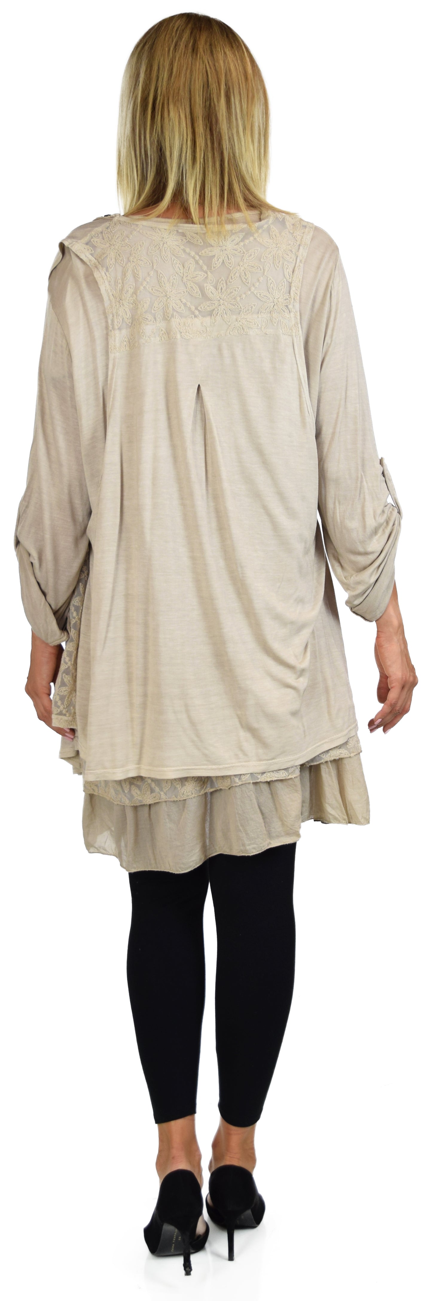 New Vintage Look Lace Tunic, Women Plus Size Tunic, 2 layeres Loose Fitting Lace Embroidered Tunic Blouse Top