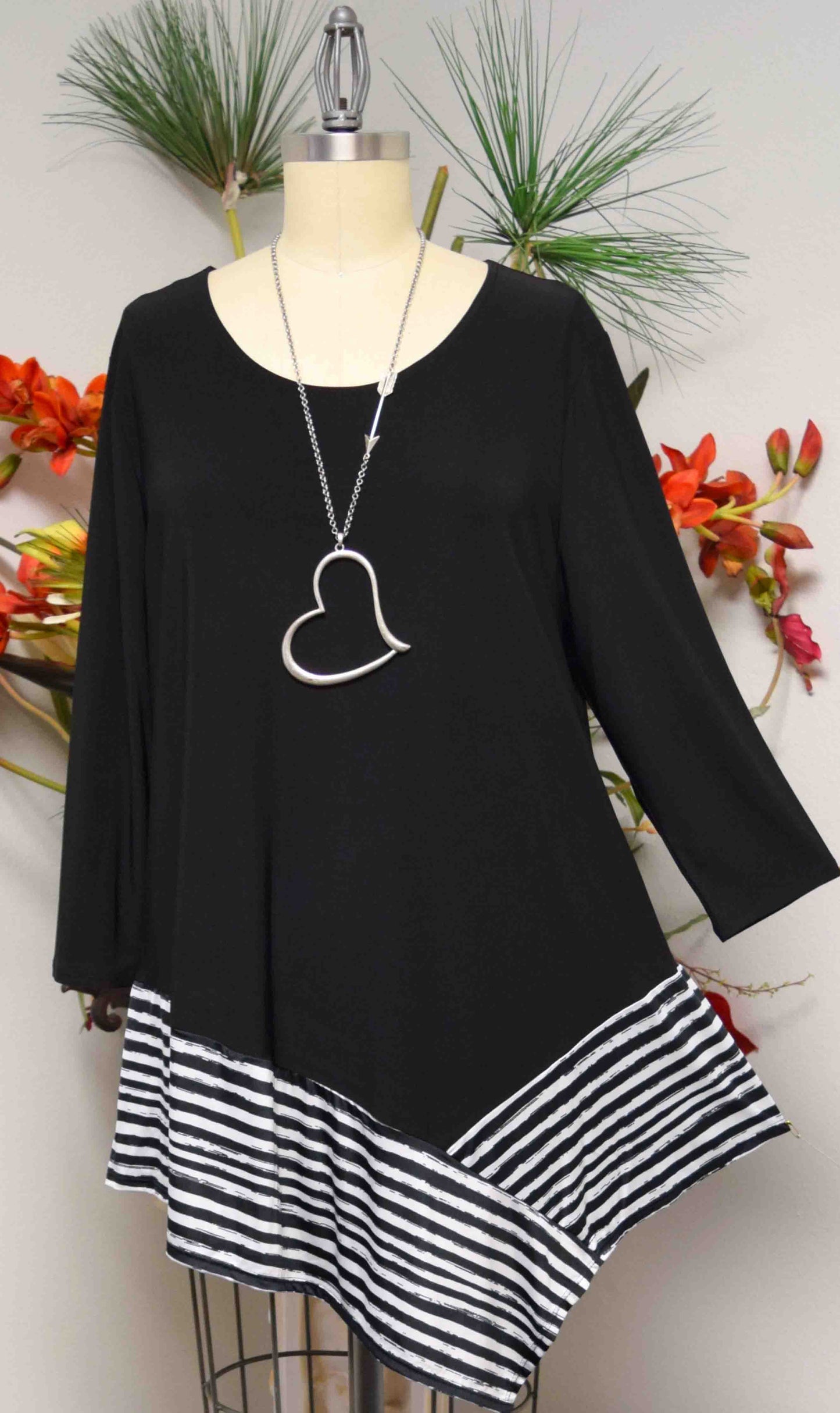 New Artsy Asymmetrical Tunic,  Lagenlook Tunic, 2 Tone Tunic, Plus size Tunic, Attention getter and designer Small to 3XL