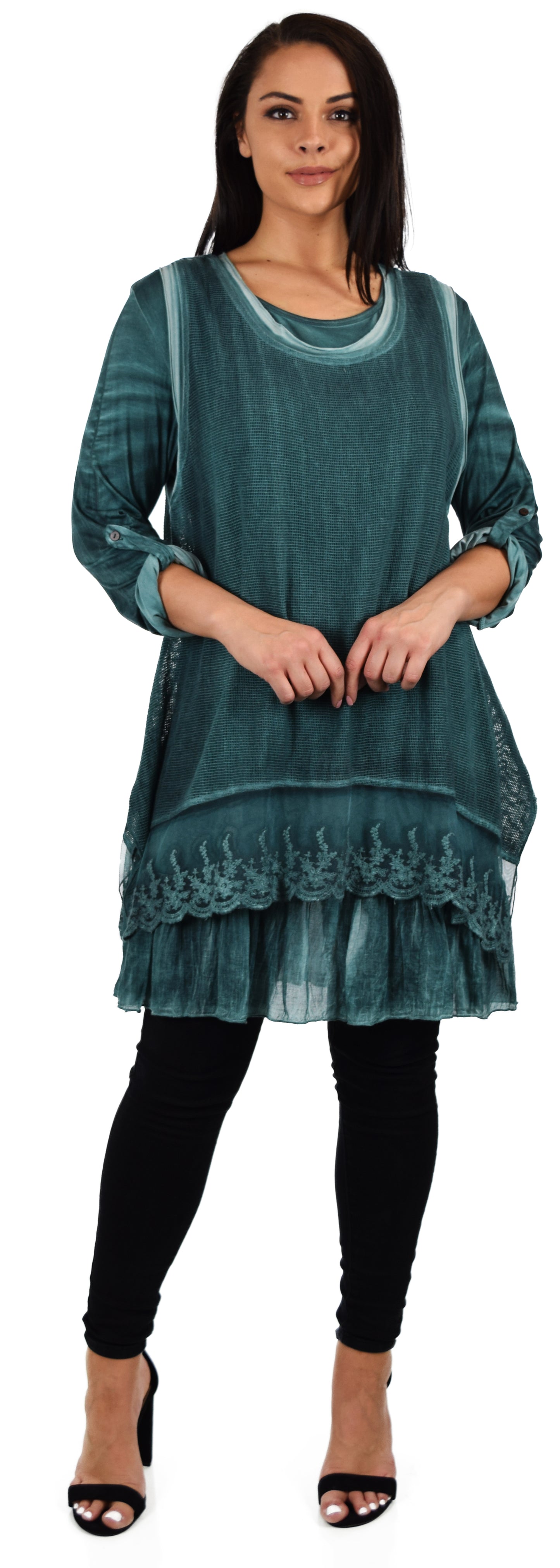 Lace Women Plus Size Tunic, Asymmetrical Lace Tunic, 2 Pc women blouse, Vintage look tunic, Loose fitting Tunic,