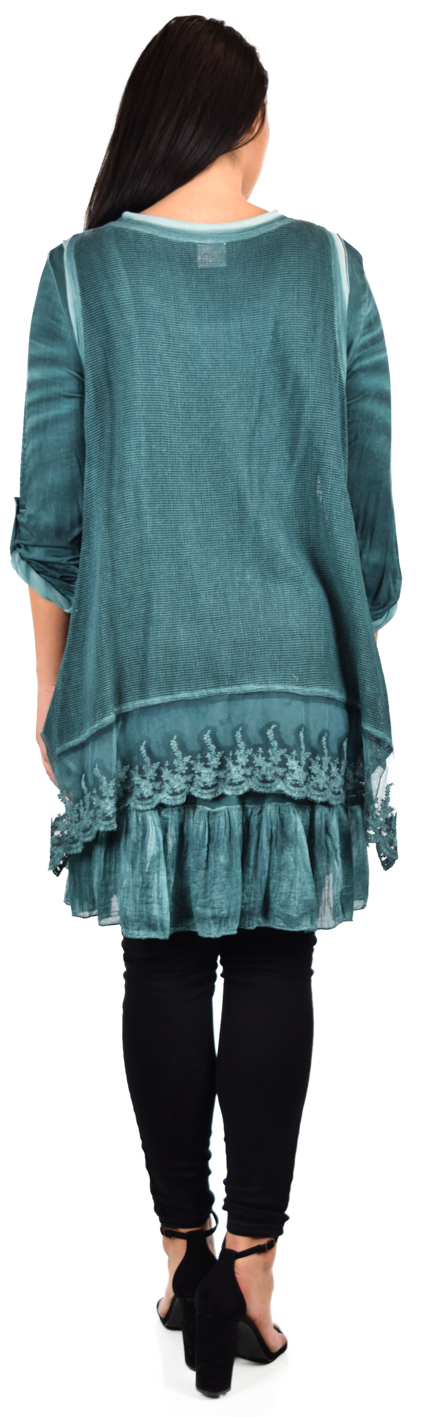 Lace Women Plus Size Tunic, Asymmetrical Lace Tunic, 2 Pc women blouse, Vintage look tunic, Loose fitting Tunic,