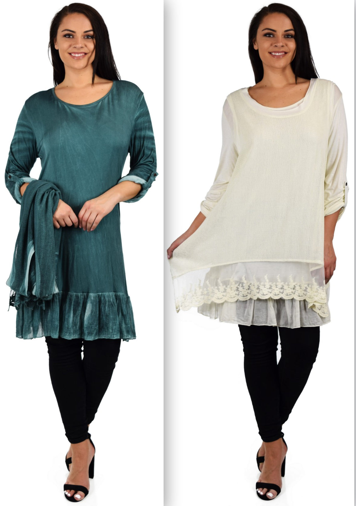 Lace Women Plus Size Tunic, Asymmetrical Lace Tunic, 2 Pc women blouse, Vintage look tunic, Loose fitting Tunic,