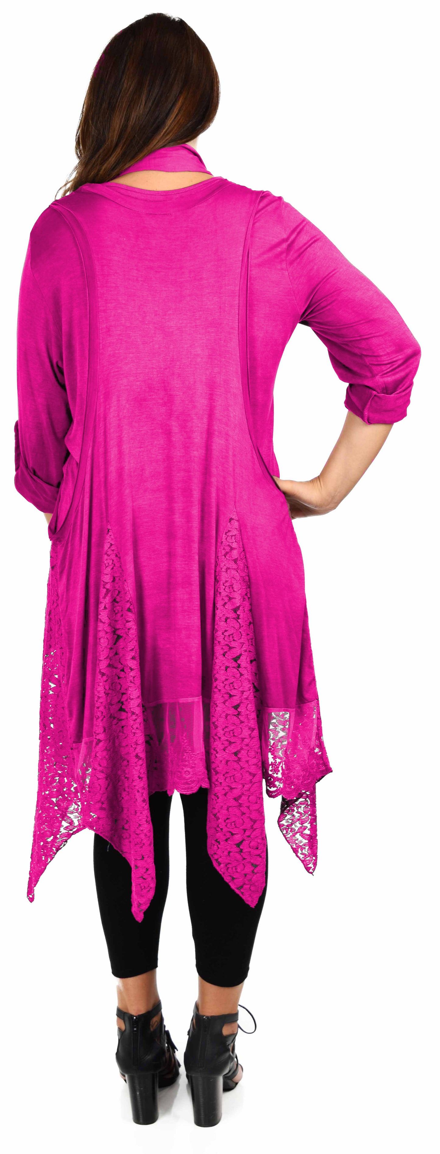 Dare2bStylish Women Plus Size Asymmetrical Lace Tunic Blouse Top Set with Scarf, 3 pc tunic set, Plus size tunic set
