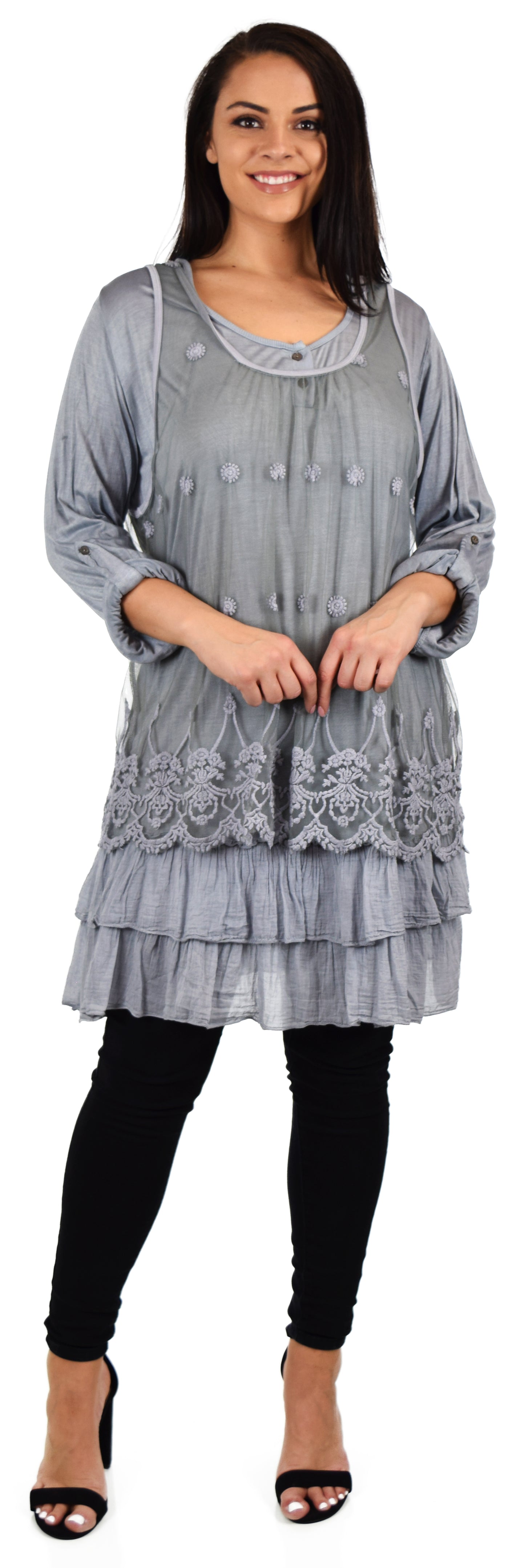 2 PC Lace Women Plus Size Tunic, Asymmetrical Lace Tunic, 2 Pc women blouse, Vintage look tunic, Loose fitting Tunic,