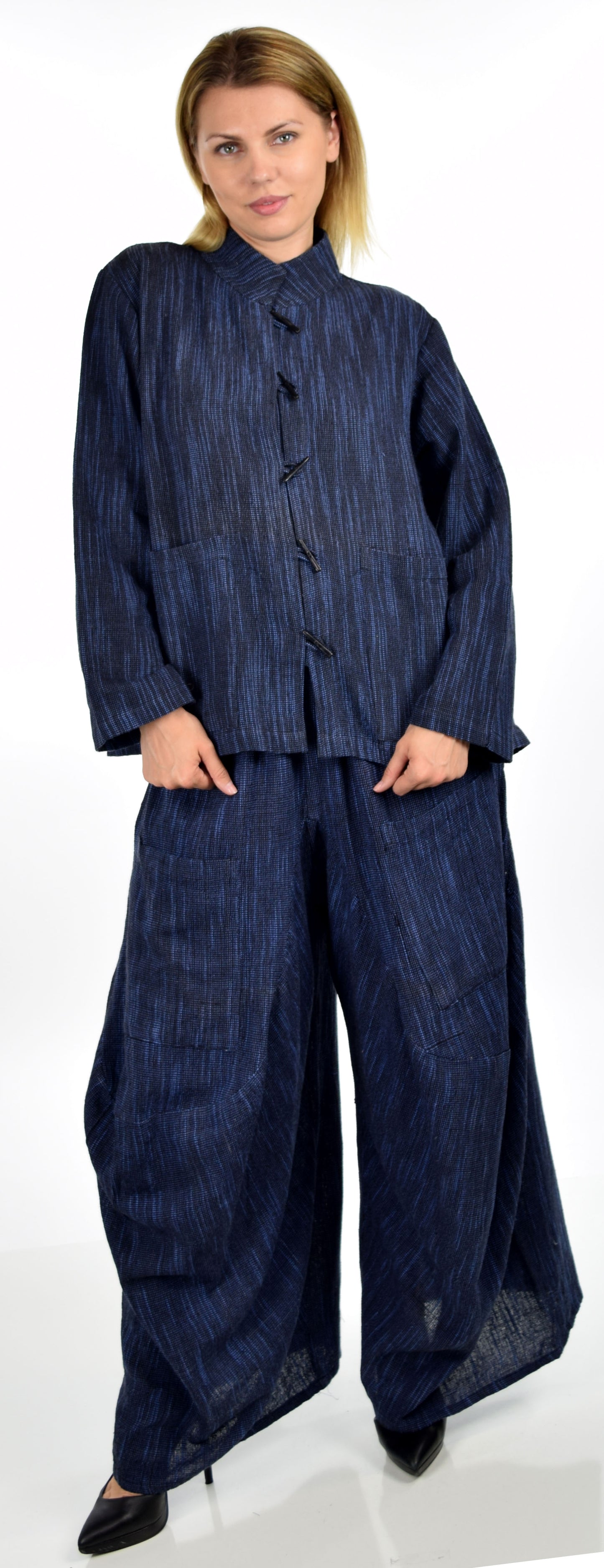 Artsy and Designer 2 PC Cotton Flex Pant Set, Hand Spun Pant Set,Cotton Flax Pant Set, 2 pc pant set, Lagenlook pant set