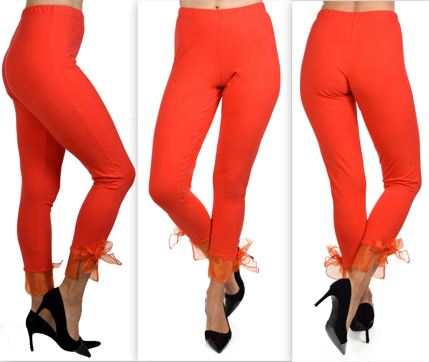 Designer Leggings,Cropped leggings, Bow Leggings, Yoga Leggings, Workout Leggings, Womens Leggings,Organza bow tie,Party Leggings