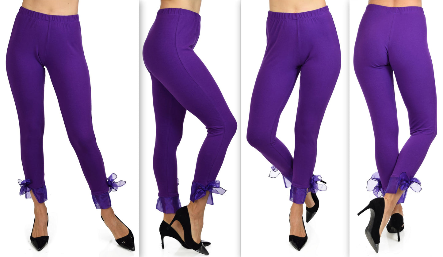 Designer Leggings,Cropped leggings, Bow Leggings, Yoga Leggings, Workout Leggings, Womens Leggings,Organza bow tie,Party Leggings