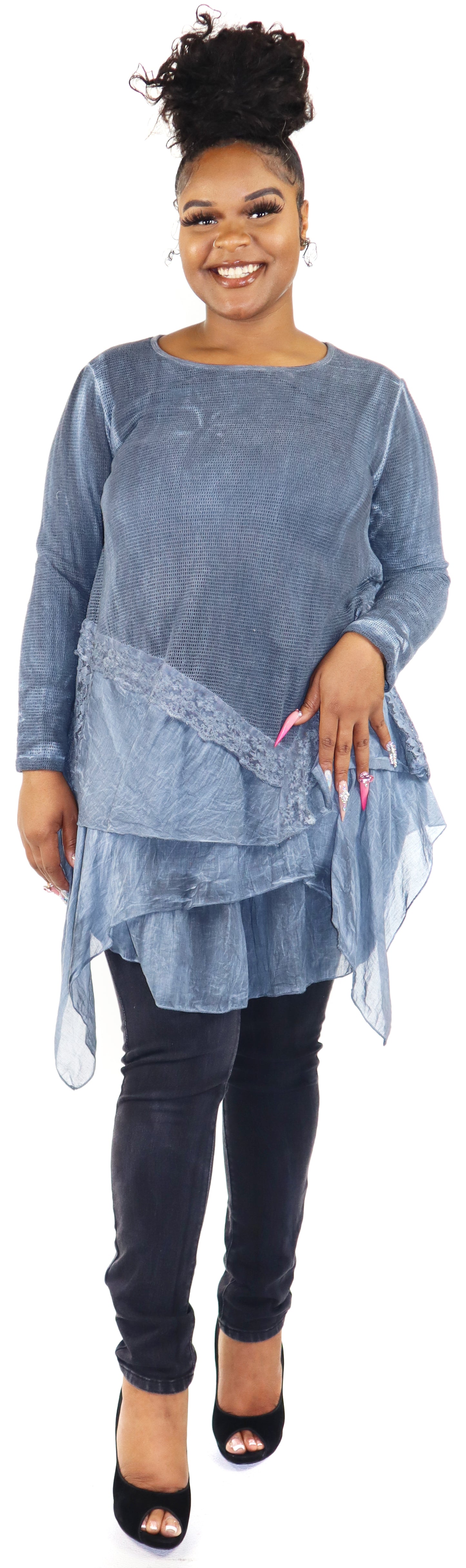 Plus size lace tunic, Women lace tunic,  Women Plus Size Loose Fitting Lace Embroidered Tunic Blouse Top