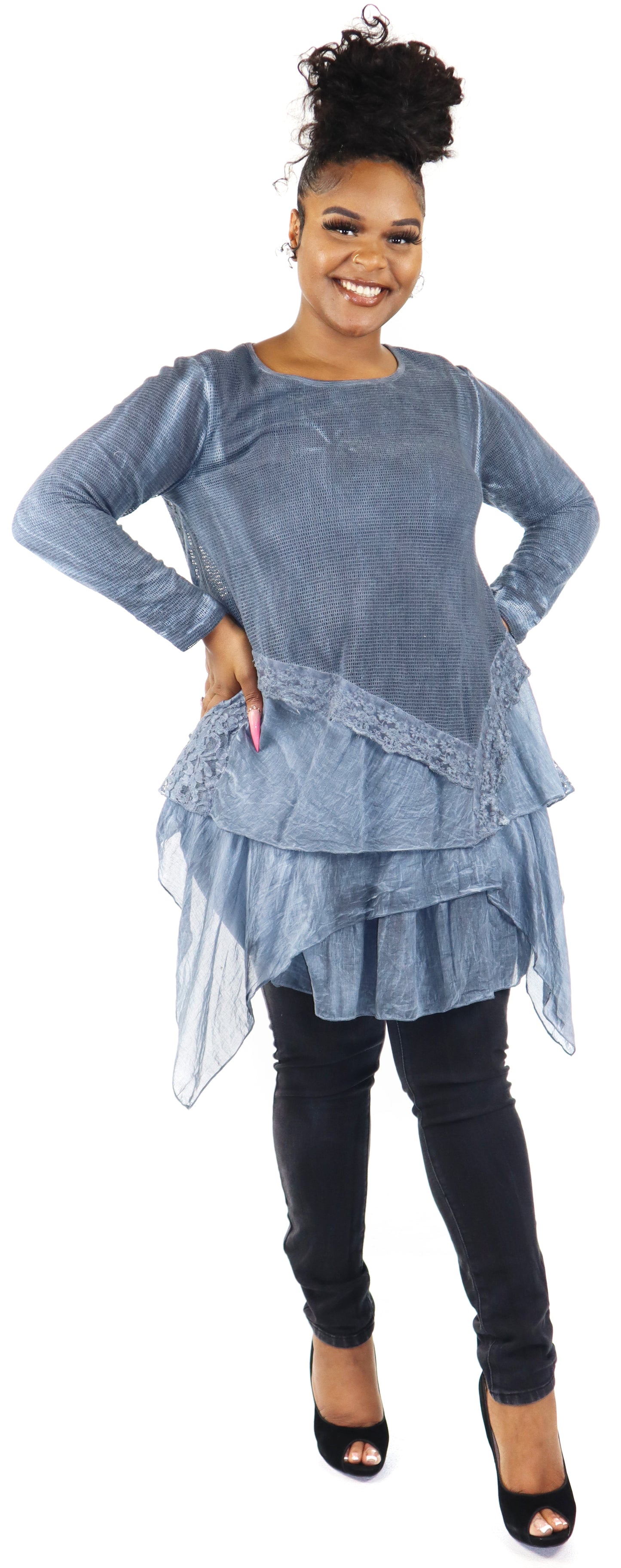 Plus size lace tunic, Women lace tunic,  Women Plus Size Loose Fitting Lace Embroidered Tunic Blouse Top