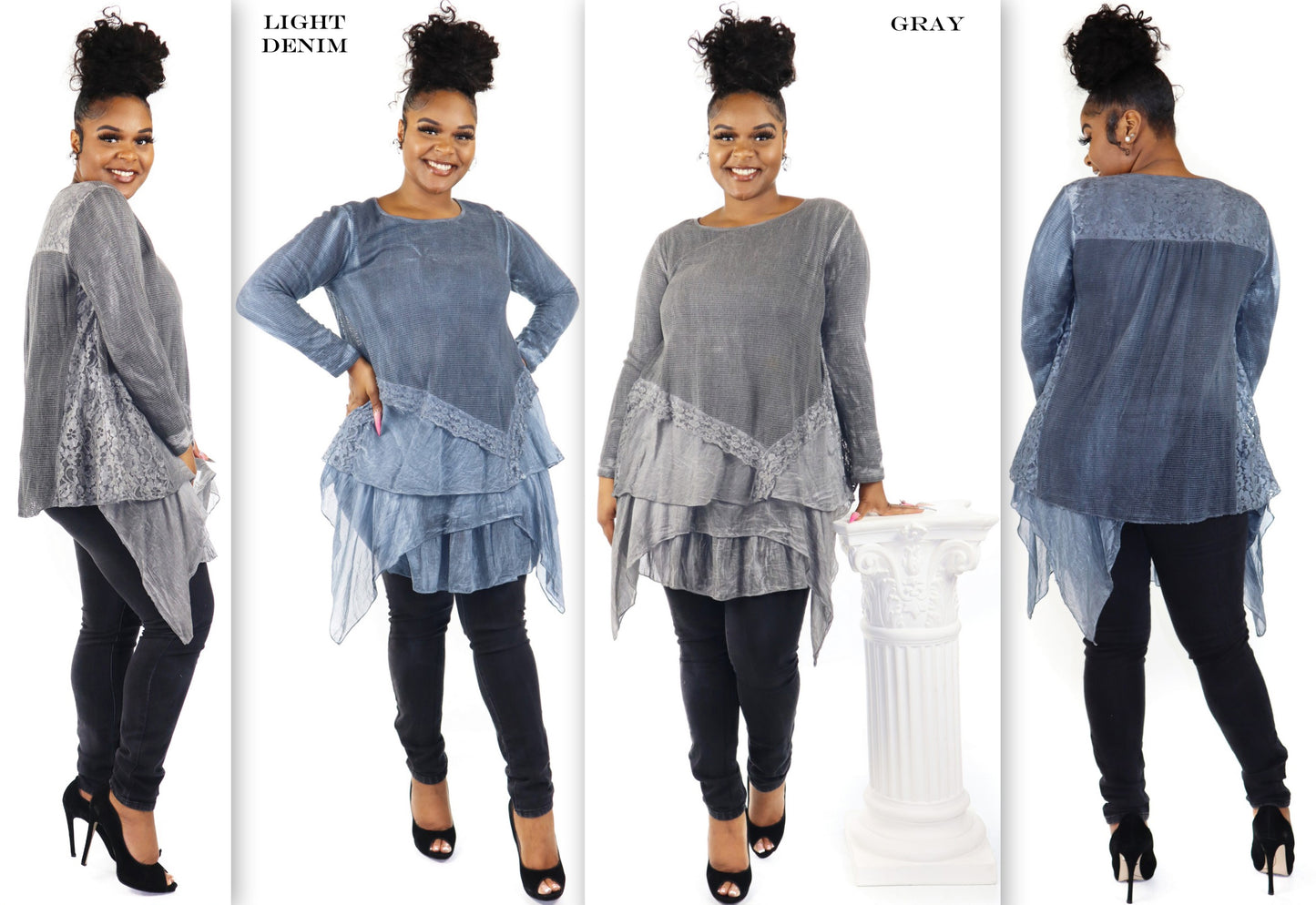 Plus size lace tunic, Women lace tunic,  Women Plus Size Loose Fitting Lace Embroidered Tunic Blouse Top