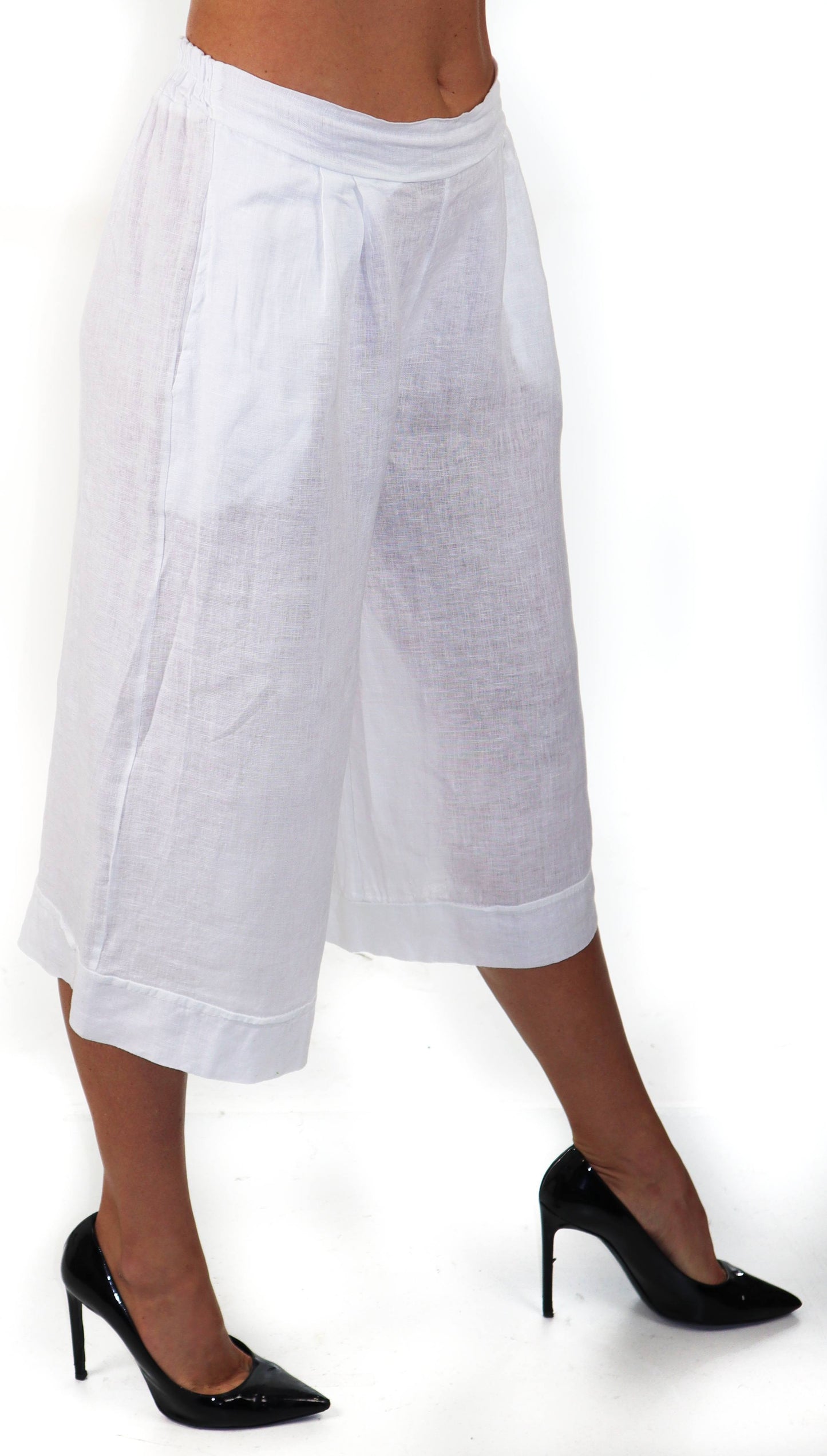 Pure washed and soft linen capri pants, women capri pants