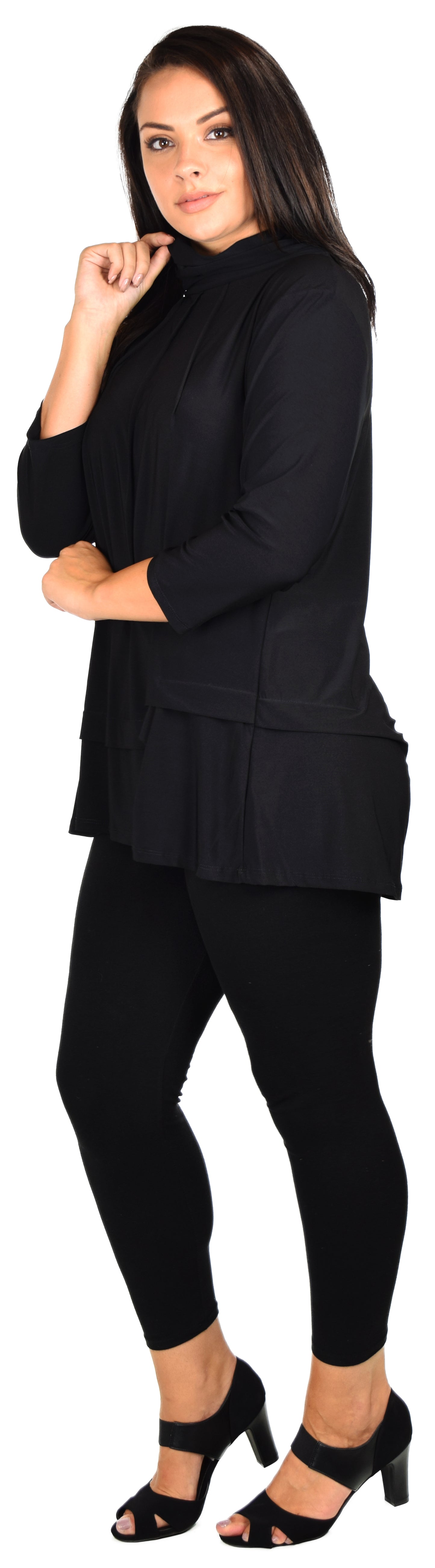 New Travelers Turtle neck Plus size top, lagenlook Designer tunic with details